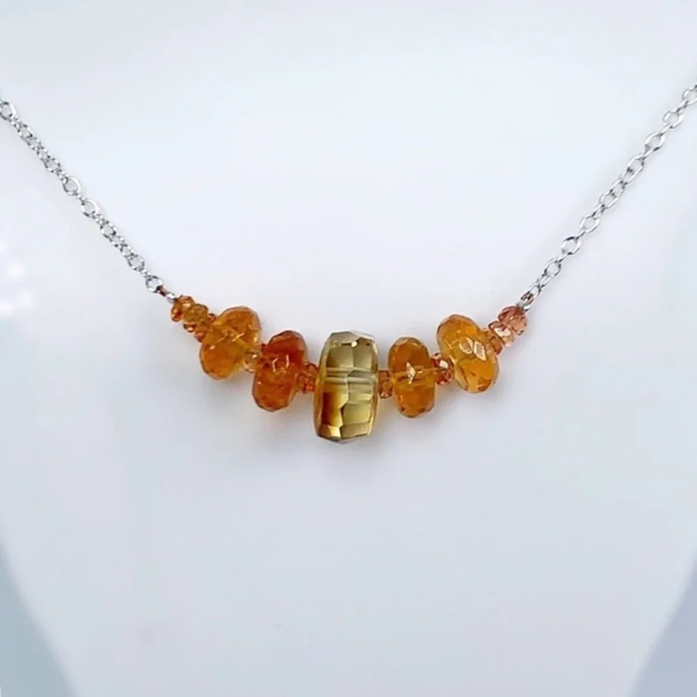 Hand Made Sapphire Citrine Gemstone Necklace